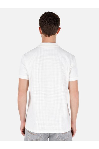 Colin's Tricou alb cu mânecă scurtă pentru bărbați, cu gât polo, cu croială normală
