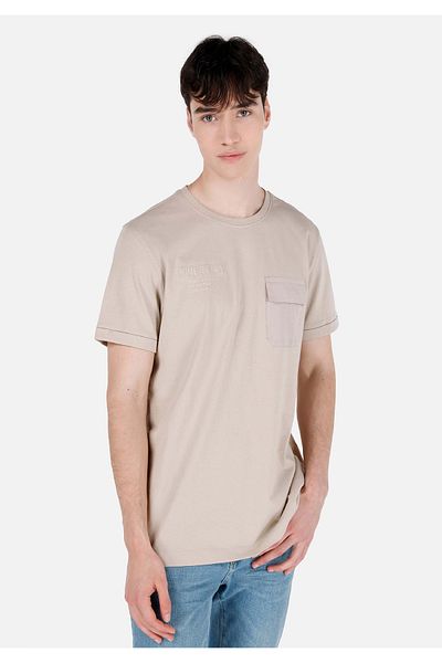 Colin's Regular Fit Round Neck Plain Men's Beige Short Sleeve T-Shirt