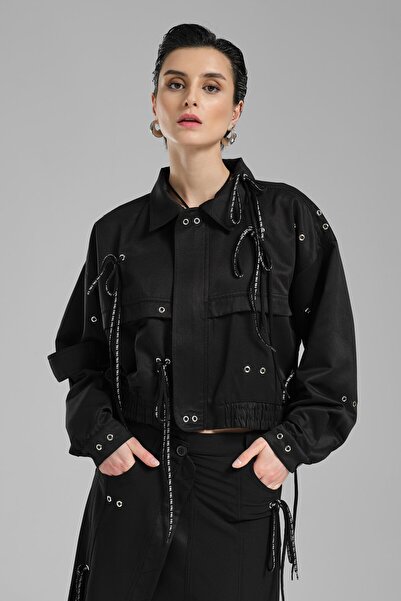 tw3 Jachetă de damă oversize cu design detaliat din dantelă