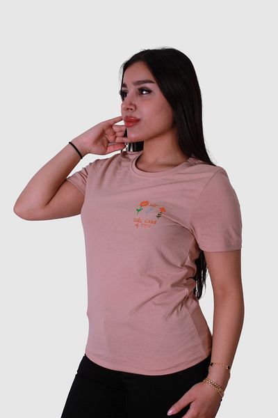 trender 3 Floral Print Beige Women's T-Shirt