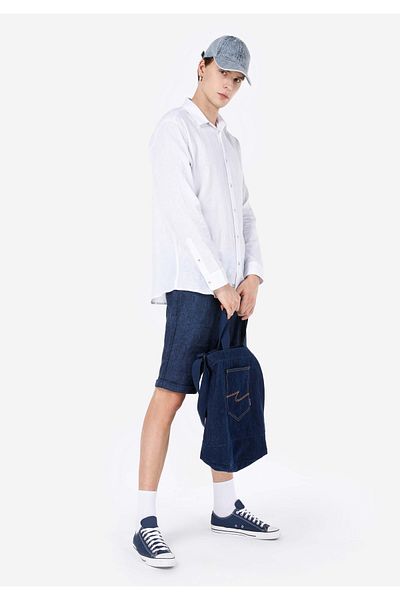 Colin's Regular Fit Mid Waist Plain Men's Navy Blue Shorts
