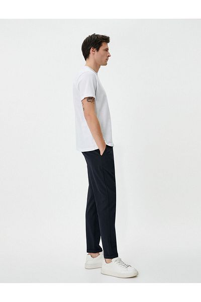 Koton Fabric Trousers with Lace Waist Slim Fit and Pocket Detail