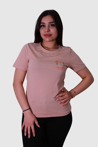 trender 3 Floral Print Beige Women's T-Shirt