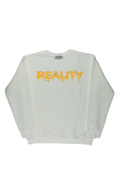 By Caspita Fashion Lenithra Reality Back Printed Unisex Oversize White Sweatshirt