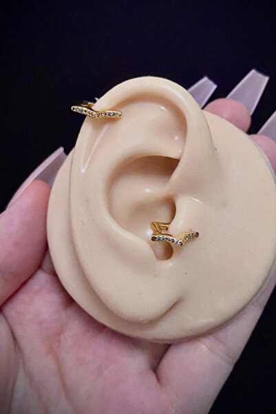 Blisse Piercing Kadın Yıldız Figürlü Zirkon Taşlı Tragus Helix Kıkırdak Çelik...