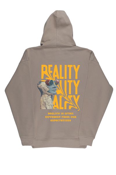 By Caspita Fashion Lenithra Reality Back Printed Unisex Oversize Beige Hoodie