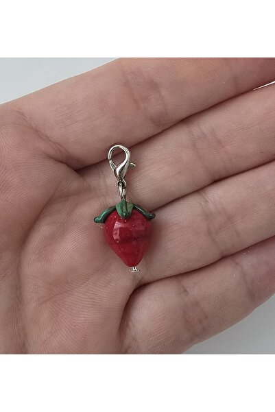 kırıkboncuk El Yapımı Murano Boncuk Çilek Charm