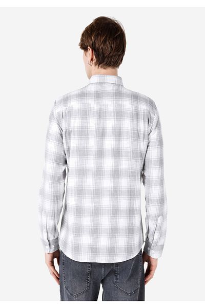 Colin's Slim Fit Shirt Neck Checked Men's Gray Long Sleeve Shirt