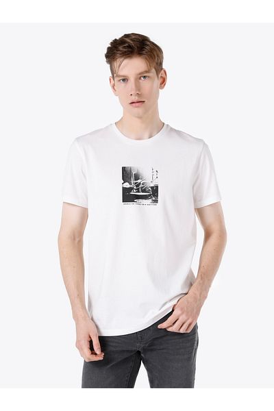 Colin's Tricou alb pentru bărbați - mâneci