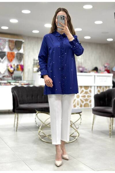 Magazin Taşlı Pamuk Saten Tunik