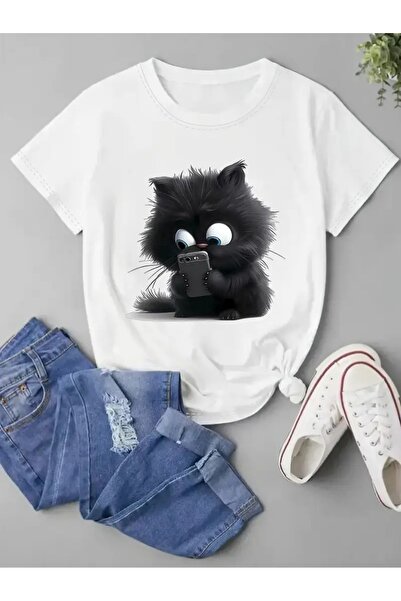 LAND MODA Tricou cu imprimeu pisică de desene animate Dreamer, de la Hayalperest