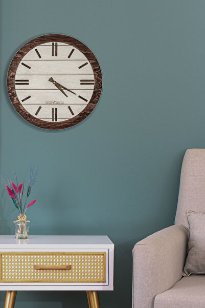 AHŞAP FABRİKASI ساعة حائط ريترو من الخشب الصلب 43 سم