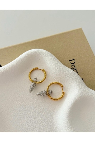 Serenity Atelier Yeni Sezon Dega Çift Renk Taş Detaylı Küpe