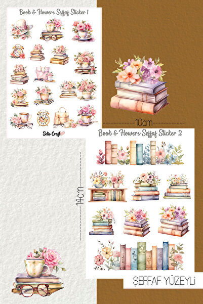 SelisCraft Book & Flowers Temalı Şeffaf Sticker Seti 01-02 Ajanda Planlayıcı ...