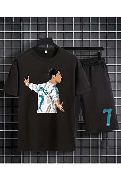 MAGORS UNİSEX RONALDO BASKILI ÇOCUK TSHIRT-ŞORT İKİLİ TAKIM