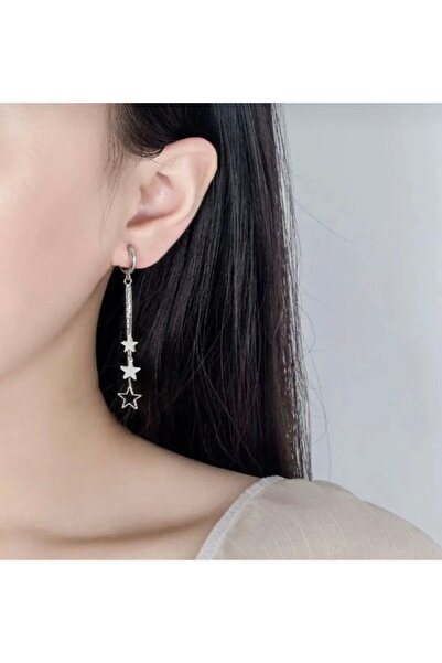 monalisatoka Kadın 3 lü Yıldız Sallantalı Zincir Küpe