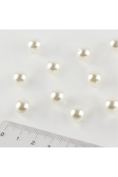 PASAMİA 10 Mm Lighter Pearl Without Hole Pearl Cream Color 25 gr (45-50 PIECES)