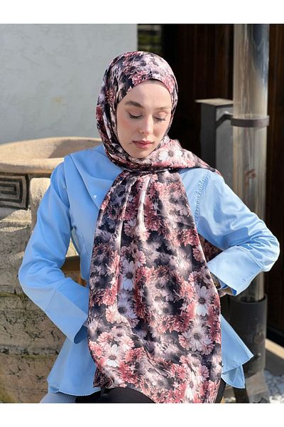 Modakaşmir Daisy Pattern Twill Shawl