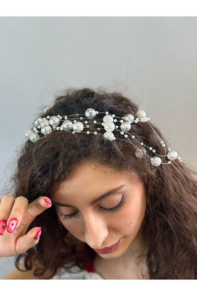 Gönülden Tasarım ACCESORII PENTRU PĂR DE MIREASĂ ÎNVELIT CU MÂRGELE DE PERLE 30 CM