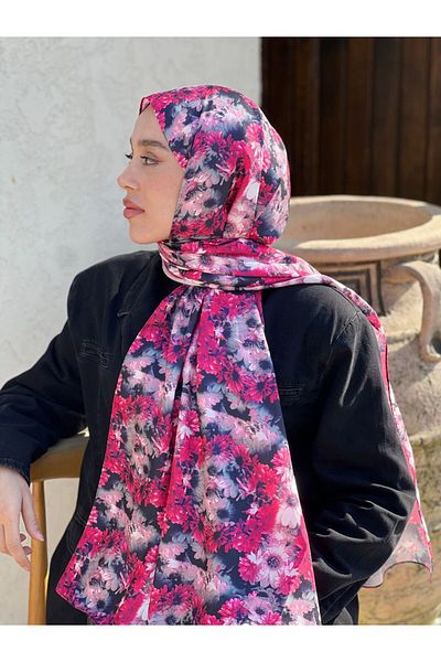 Modakaşmir Daisy Pattern Twill Shawl