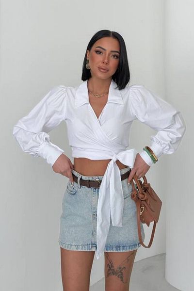 Sorridi Double Breasted Collar Tie Shirt