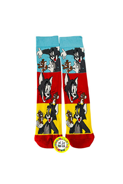 AL Bİ 90LIK Чорапи с мотиви от анимационните герои Том и Джери, черни