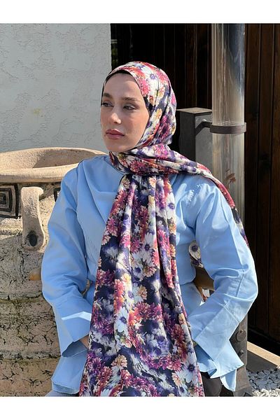 Modakaşmir Daisy Pattern Twill Shawl