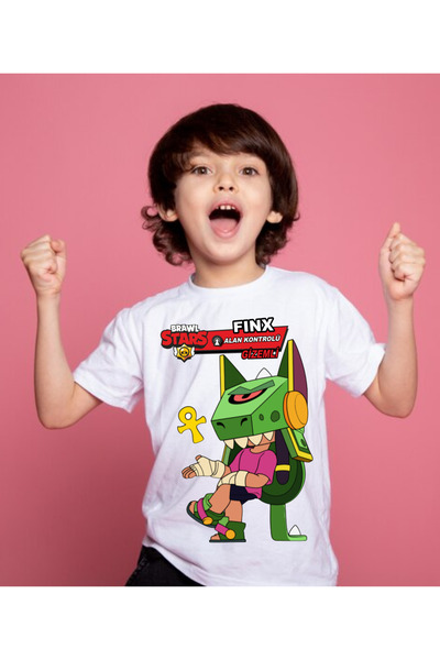 Home Brawl Stars FINX Kostümlü Unisex Siyah T-Shirt