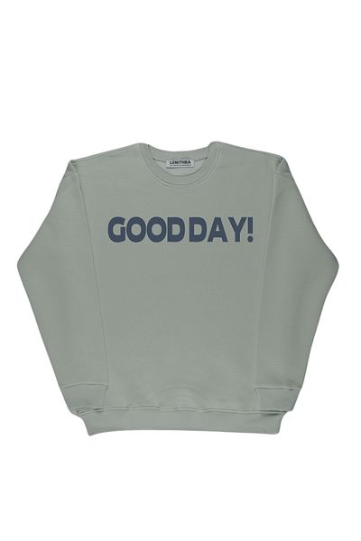 By Caspita Fashion Lenithra Good Day Back Printed Unisex Oversize Gray Sweatshirt