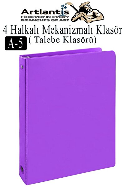 Artlantis 4 Halkalı Klasör 1 Adet A5 PVC Öğrenci ve Ofis Tipi Evrak Sunum Klasörü İç Cepli Otomatik Mekanizmal