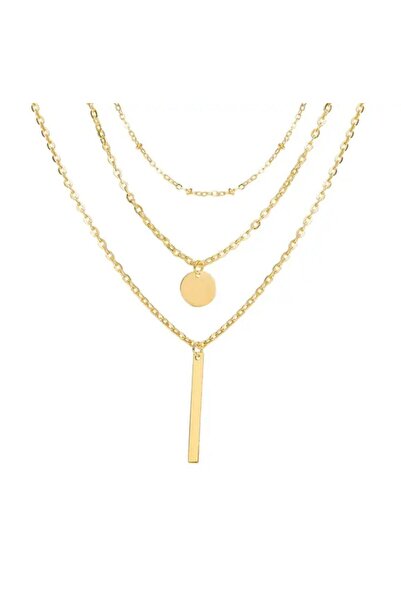 monalisatoka Kadın 3 Sıralı Gold Kolye