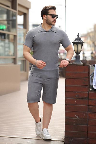 YUNED Wrinkled Fabric Summer Lycra Men's Shorts Suit