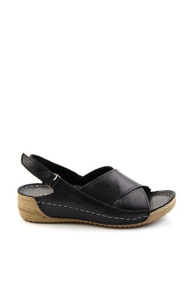 Bambi Black Leather Women's Sandals K 05331031103