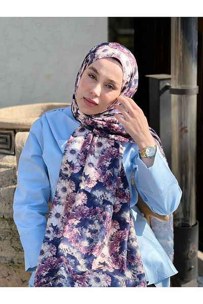 Modakaşmir Daisy Pattern Twill Shawl