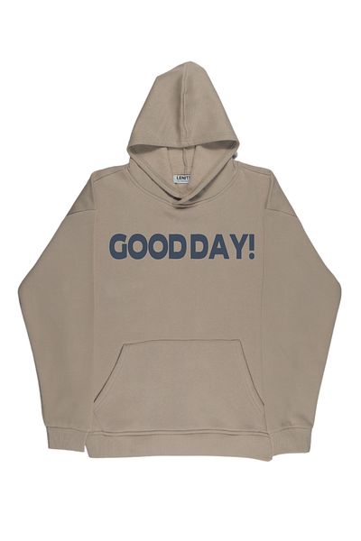 By Caspita Fashion Lenithra Good Day Back Printed Unisex Oversize Beige Hoodie