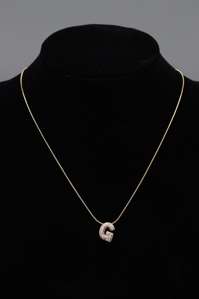 HFKY Taşlı Silver Harf Kolye. Çelik 3 Boyutlu Harf Kolye. Üç Boyutlu Harf Kolye.