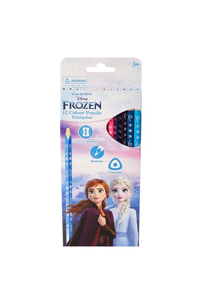 Volkano Frozen 12 Triangular Colour Pencils Set Ergonomic Grip for Easy Handling Vibrant & Smooth Coloring