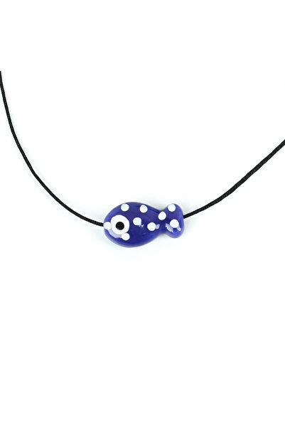 yfhobi 1 Adet - 20 mm Benekli Balık Desenli Porselen Boncuk, Mavi Renk Porsel...