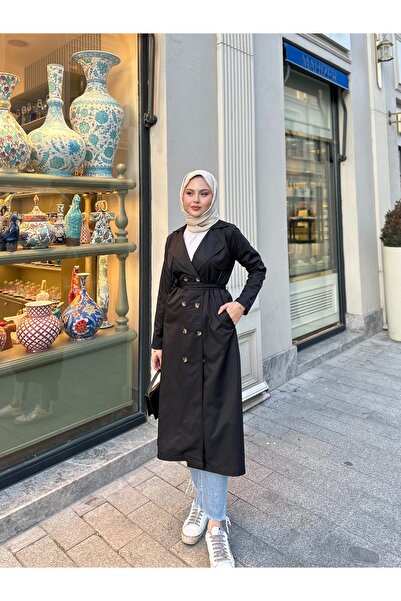 VOLT CLOTHİNG Damski płaszcz typu trencz z kołnierzem szalowym i zapięciem na guziki