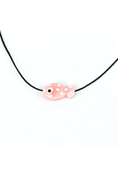 yfhobi 1 Adet - 20 mm Benekli Balık Desenli Porselen Boncuk, Pembe Renk Porse...