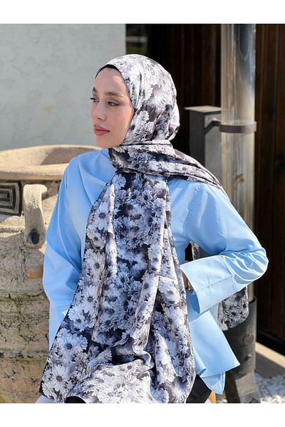 Modakaşmir Şal din twill cu model de margarete