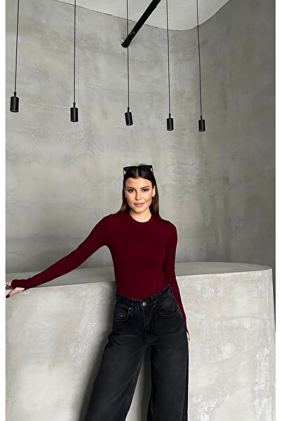 peri tower Μαλακό υφασμάτινο ύφασμα Modal με δακτύλιο μπορντό μακρυμάνικο κορμάκι