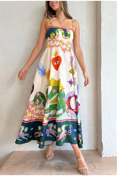 Butik Şenel Rochie de vară cu bretele cu model retro