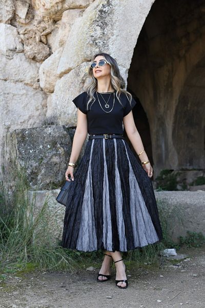 bytugcekaya Fusta de crin în două culori negru-antracit