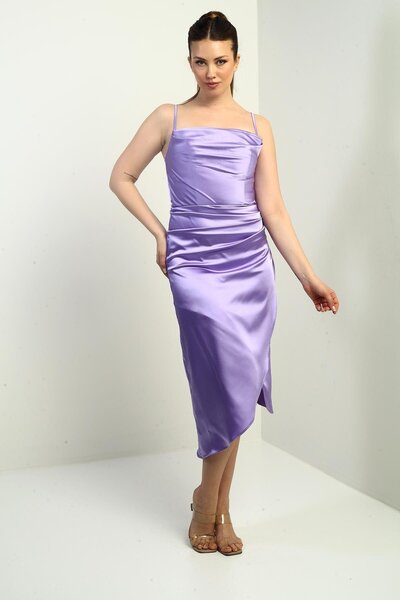 By Saygı Жіноча сукня з асиметричним кроєм, з підкладкою, з драпіруванням і бретельками