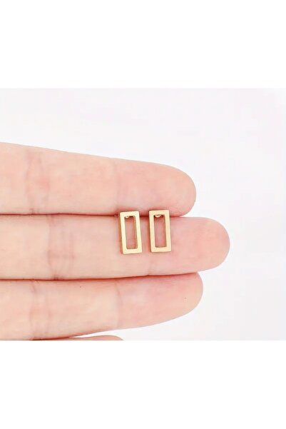 TREND Minimal Rectangle-Shaped Gold Stainless Steel Nail Earrings