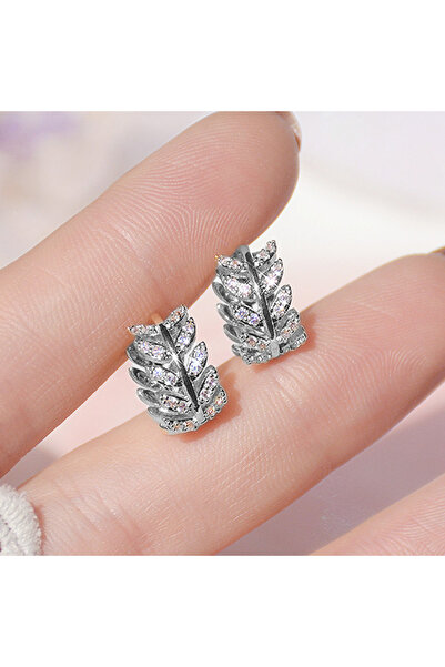 Choice E1424 خاتم أذن من هويتان على شكل ورقة شجر رقيقة مرصع بأحجار الزركونيا ...