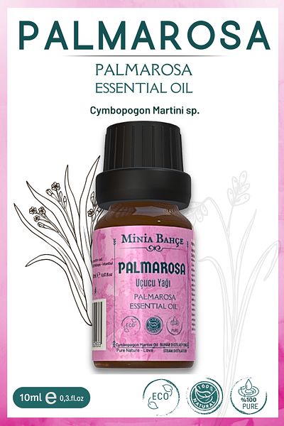 Minia Bahçe Bitki ve Sanat Atölyesi Palmarosa Essential Oil |   10ml – 100% Pure & Natural