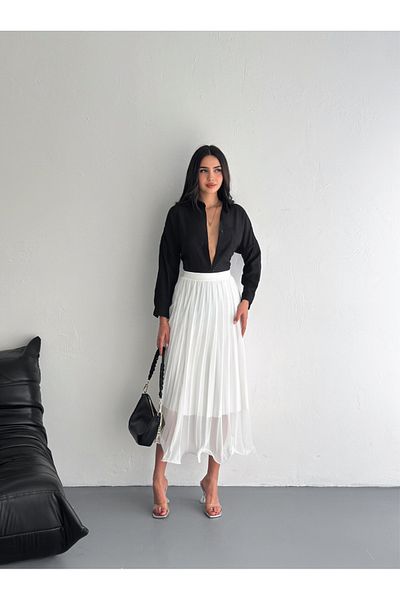 Zula Moda Γυναικεία σιφόν πλισέ φούστα