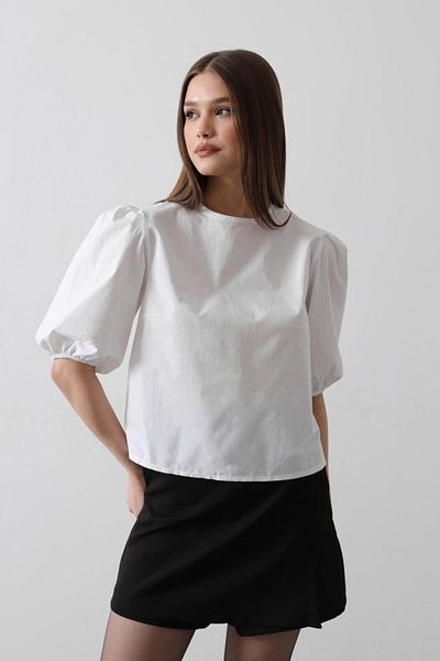 trend henna Blouse with Bow Tie Back - White